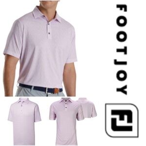 FootJoy Bead Chain Print Lisle Self Collar Golf Polo - Lavender/White